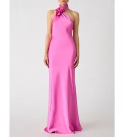 Misha Teresa Rosette Detail Satin Gown Purple Rose Size 6/XS for rent on The Volte - image 1