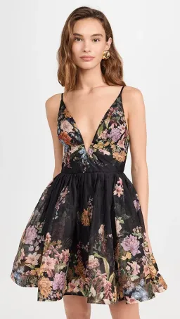 Zimmermann Pavilion V Neck Mini Dress Black Multi Floral Size 1 / AU 10 for rent on The Volte - image 3