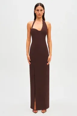 Misha Amora Crepe Maxi Dress Brown Size 10/M for rent on The Volte - image 2