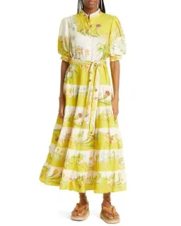 Alemais Ira Tiered Midi Dress Lemon/Cream Size AU 10 for rent on The Volte - image 10