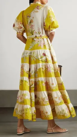Alemais Ira Tiered Midi Dress Lemon/Cream Size AU 10 for rent on The Volte - image 13