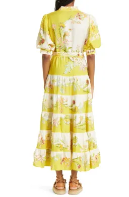 Alemais Ira Tiered Midi Dress Lemon/Cream Size AU 10 for rent on The Volte - image 11