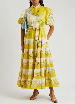 Alemais Ira Tiered Midi Dress Lemon/Cream Size AU 10 for rent on The Volte - image 2