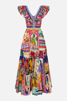 Camilla Roeqiya's Realm Tiered Maxi Dress With Neck Frill Print Size M / AU 12  for rent on The Volte - image 5