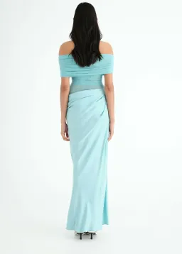 BENNI Nico Off Shoulder Maxi Dress Aquamarine Size 6  for rent on The Volte - image 3