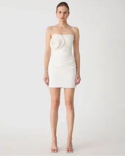 Misha Mercedes Rosette Cotton Sateen Mini Dress White Size S/Au 8 for rent on The Volte - image 1