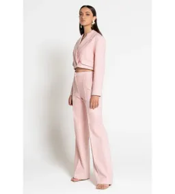 Sofia The Label Farrah Straight Leg Pants and Cropped Blazer Pink Set Size AU 14 for rent on The Volte - image 2