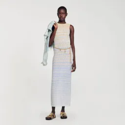 Sandro Pointelle Knit Dress in Blue Ombre Size AU 8 for rent on The Volte - image 4