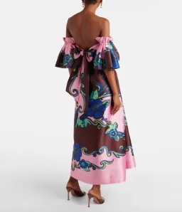 Alémais Azalea Off-shoulder Satin Midi Dress Floral Size AU 16 for rent on The Volte - image 6