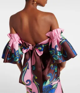 Alémais Azalea Off-shoulder Satin Midi Dress Floral Size AU 16 for rent on The Volte - image 4