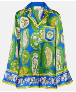 Alémais Gina Silk Satin Shirt and Wide Leg Pant Set Print Size AU 16 for rent on The Volte - image 4