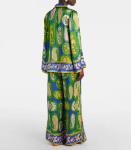 Alémais Gina Silk Satin Shirt and Wide Leg Pant Set Print Size AU 16 for rent on The Volte - image 2