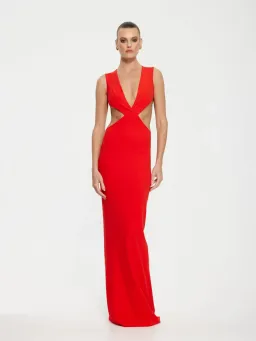 Effie Kats Valencia Gown Cherry Red Size 8 for rent on The Volte - image 1