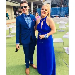 Carla Zampatti Halter Dress Blue Size AU 12  for rent on The Volte - image 3