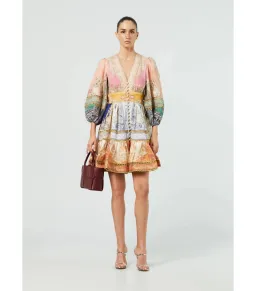Zimmermann The Anneke Lantern Mini Dress In Spliced Size 0/ Au 8  for rent on The Volte - image 1