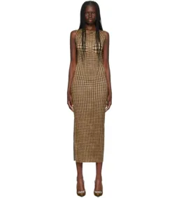 Miaou Brown Selena Maxi Dress in Warped Plaid Size AU 10 for rent on The Volte - image 1