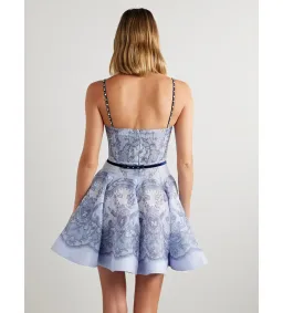 Zimmermann The Crush Twist Front Mini Dress in Blue Lace Print Size 1 / AU 10  for rent on The Volte - image 2