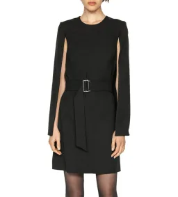 Cue Cape Sleeve Belted Dress Black Size AU 10 for rent on The Volte - image 1