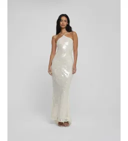 Rat & Boa Emmanuella Halter Maxi Dress in White Sequin Size XS / AU 6 for rent on The Volte - image 8