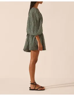 Shona Joy Ida Long Sleeve One Shoulder Tiered Mini Dress Print Size 6 for rent on The Volte - image 4