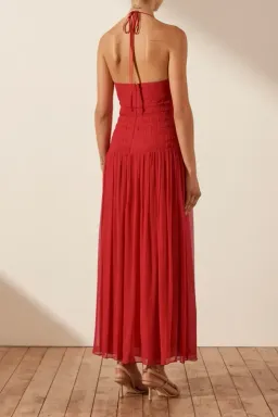 Shona Joy Marquis Halter Tie Midi Dress Roma Red Size 6 for rent on The Volte - image 3