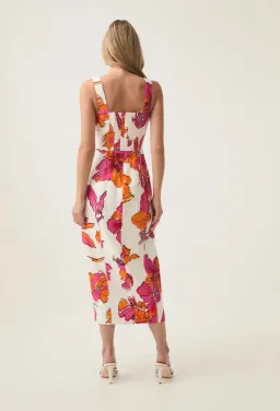 Aje Flourish Midi Dress Vivid Hibiscus Size 6 for rent on The Volte - image 3