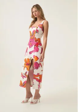 Aje Flourish Midi Dress Vivid Hibiscus Size 6 for rent on The Volte - image 2