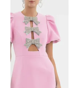 Rebecca Vallance Juliana Puff Sleeve Mini Dress Pink Size AU 8 for rent on The Volte - image 2
