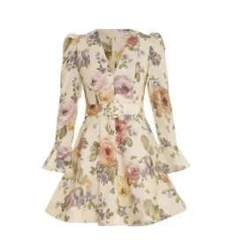 Zimmerman Luminosity Mini Dress in Multi Floral Cream Size 0 / AU 8 for rent on The Volte - image 3