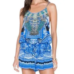 Camilla A World Between The Warp Playsuit Print Blue Size 6/XS for rent on The Volte - image 2
