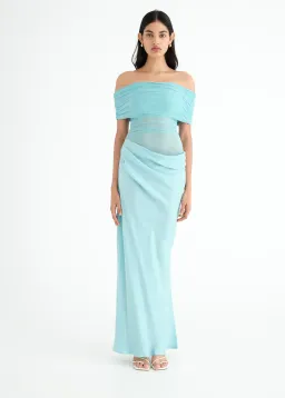 Benni Nico Off-Shoulder Maxi Dress in Blue Size XS / AU 6 for rent on The Volte - image 1