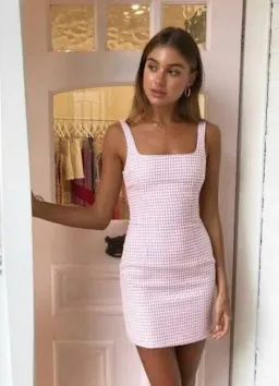 Bec & Bridge Check You Later Mini Dress Pink Size 10 for rent on The Volte - image 4