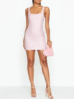 Bec & Bridge Check You Later Mini Dress Pink Size 10 for rent on The Volte - image 1