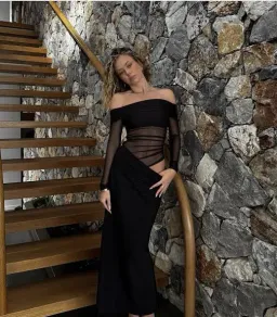 BENNI Yasmin Off-Shoulder Maxi Dress in Black Size 10 for rent on The Volte - image 10