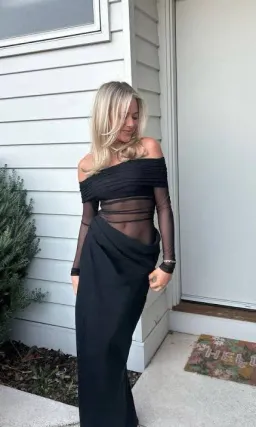 BENNI Yasmin Off-Shoulder Maxi Dress in Black Size 10 for rent on The Volte - image 8