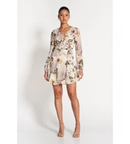 Sofia The Label Arabella Wrap Frill Dress Flora Print Size AU 8 for rent on The Volte - image 1