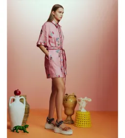 Alemais Timmy Embroidered Mini Dress Pink Size AU 10 for rent on The Volte - image 2