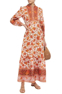 Zimmermann Amari Border High Neck Midi Linen Dress Size 0 AU 6-8 for rent on The Volte - image 3