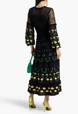 Valeninto Garavani Embroidered Lace Crochet Maxi Dress Black Size S / AU 8 for rent on The Volte - image 2