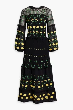 Valeninto Garavani Embroidered Lace Crochet Maxi Dress Black Size S / AU 8 for rent on The Volte - image 4