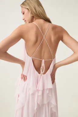 Aje Valentine Frill Maxi Dress Pastel Pink Size 10  for rent on The Volte - image 3