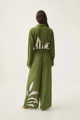 Aje Planetary Silk Drawcord Pants Abstract Fern Size AU 6 for rent on The Volte - image 4