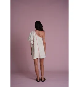 Toscani Odet Cherie Scallop Mini Dress in Crème Size AU 8 for rent on The Volte - image 4