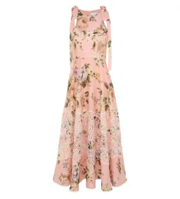 Zimmermann Acacia Broderie Midi Dress in Pink Floral Size 1 / AU 10 for rent on The Volte - image 1