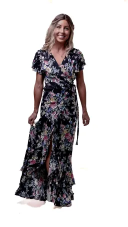 Auguste The Label Beach House Frill Wrap Dress in Bambi Bloom Black Size AU 8  for rent on The Volte - image 5