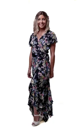 Auguste The Label Beach House Frill Wrap Dress in Bambi Bloom Black Size AU 8  for rent on The Volte - image 4
