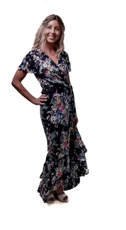 Auguste The Label Beach House Frill Wrap Dress in Bambi Bloom Black Size AU 8  for rent on The Volte - image 7