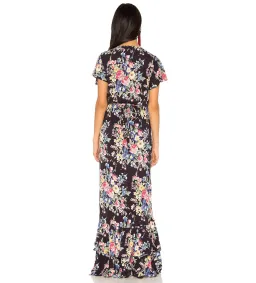 Auguste The Label Beach House Frill Wrap Dress in Bambi Bloom Black Size AU 8  for rent on The Volte - image 3