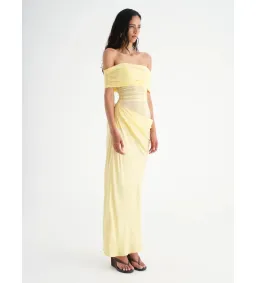 Benni Nico Off Shoulder Maxi Dress in Butter Size AU 8 for rent on The Volte - image 2