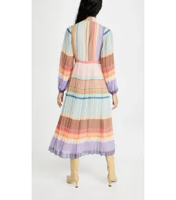 Zimmermann Rainbow Striped Crepe De Chine Midi Dress Multi Size 0 /AU 8 for rent on The Volte - image 3
